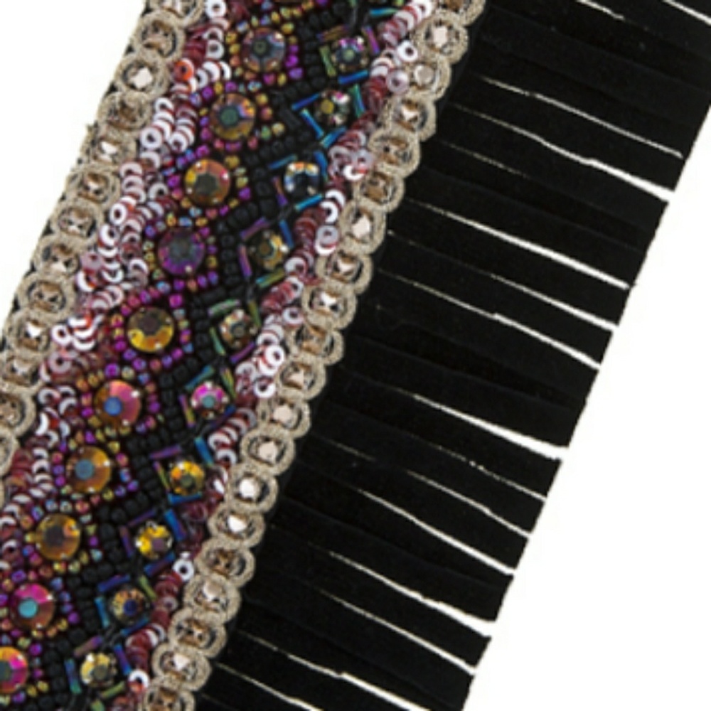 Sequined suede fringe bracelet - Picture 2 of 2